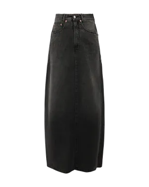 Maxi Wrap Tie Denim Skirt
