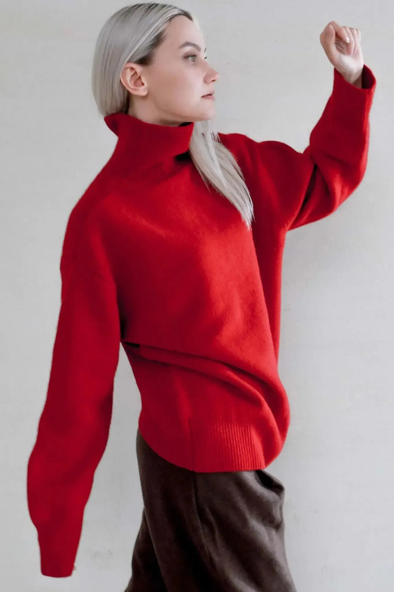 Oversized Turtleneck Sweater in Cashmere and Wool