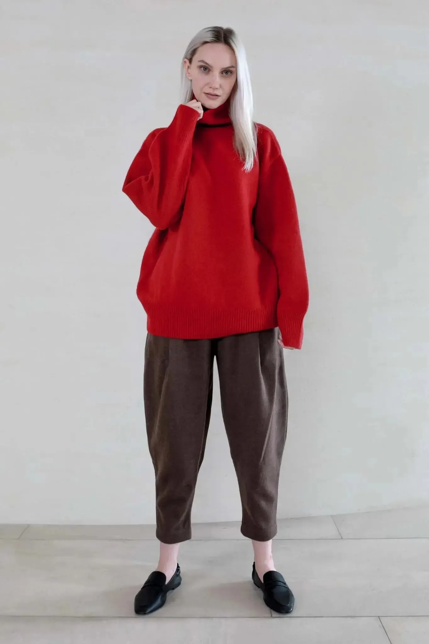Oversized Turtleneck Sweater in Cashmere and Wool