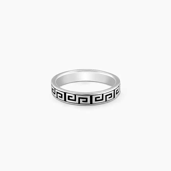 Oxidised Silver Aztec Ring