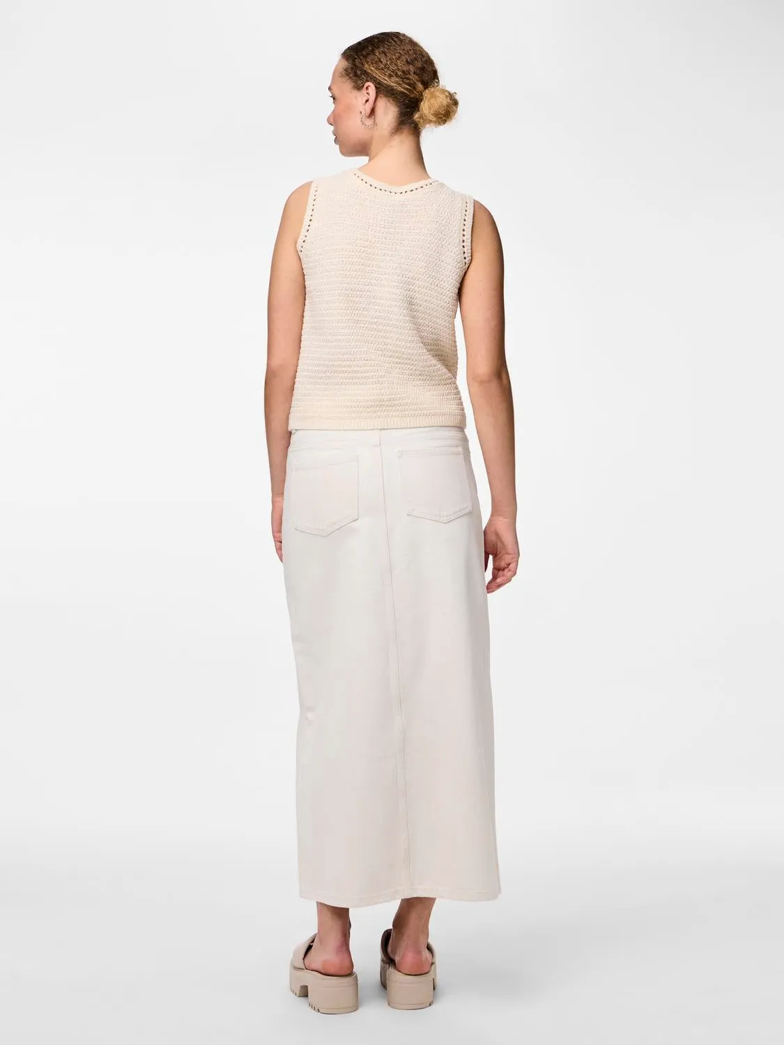 PCKENISE Long Skirt - Cloud Dancer