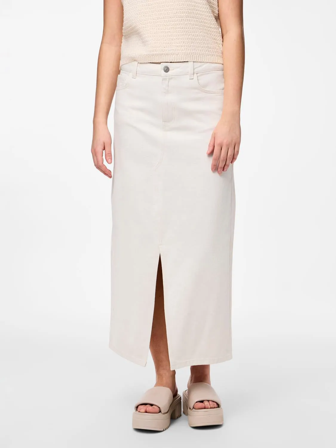 PCKENISE Long Skirt - Cloud Dancer