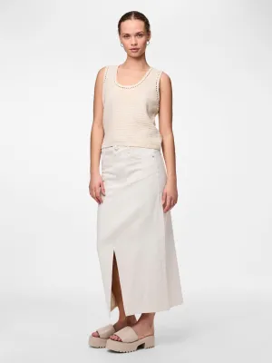 PCKENISE Long Skirt - Cloud Dancer