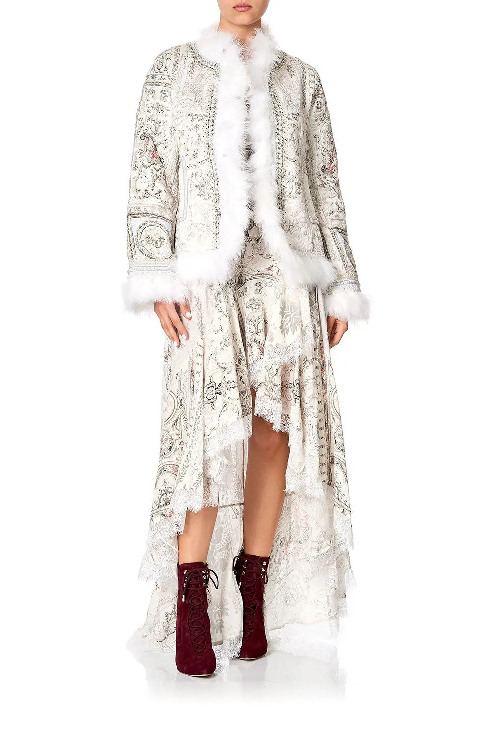 PUFFER JACKET WITH TRIM CRYSTAL CASTLE