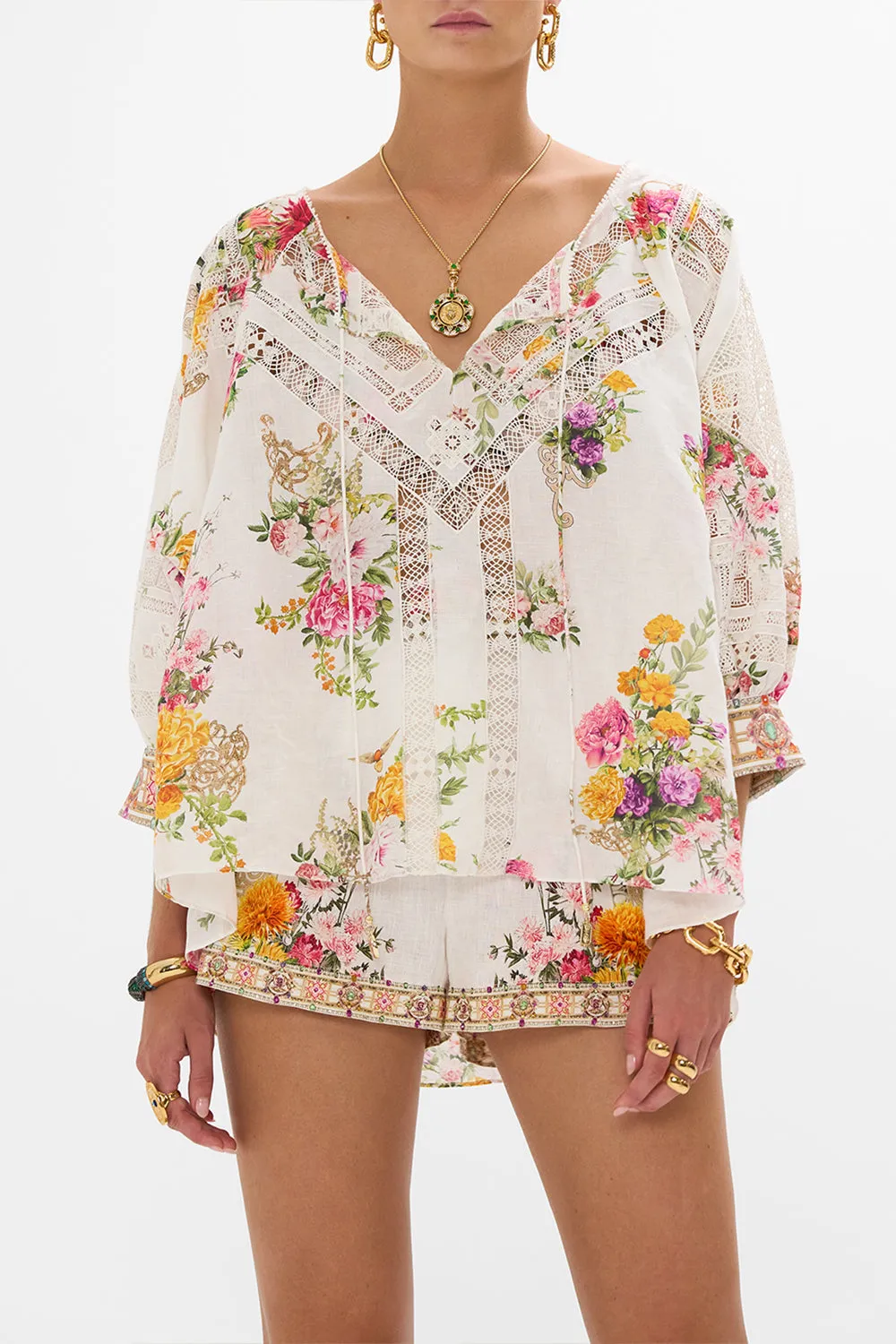 RAGLAN SLEEVE BLOUSE WITH CUFF EGYPTIAN ROSE