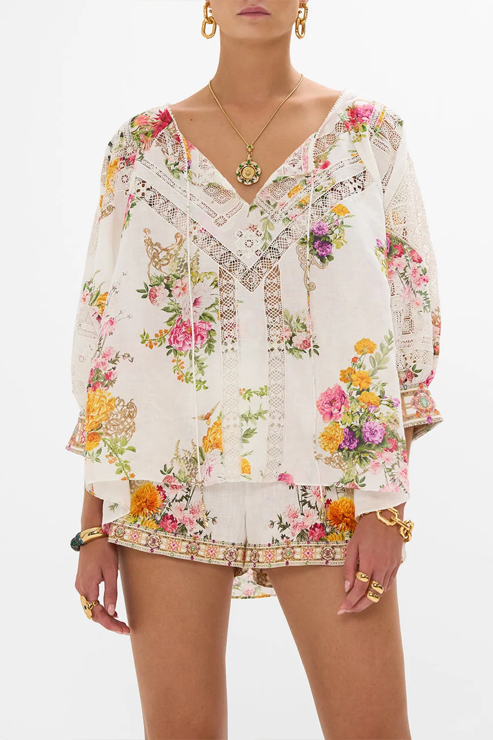 RAGLAN SLEEVE BLOUSE WITH CUFF EGYPTIAN ROSE