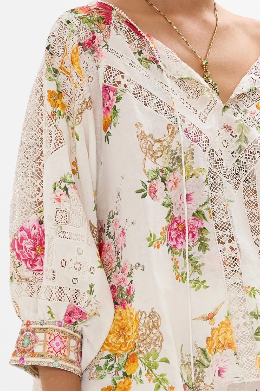 RAGLAN SLEEVE BLOUSE WITH CUFF EGYPTIAN ROSE