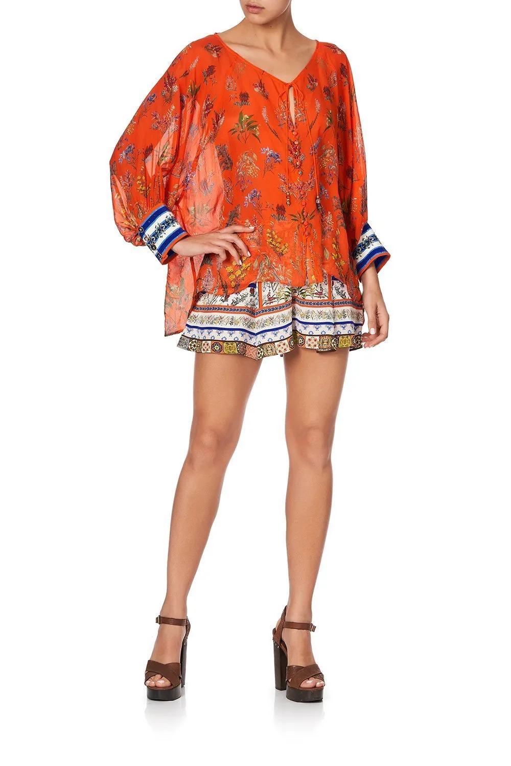 RAGLAN SLEEVE BUTTON UP TOP GONE COAST