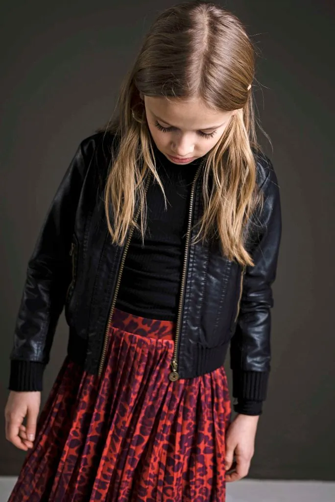 Red Leopard Pleated Maxi Skirt