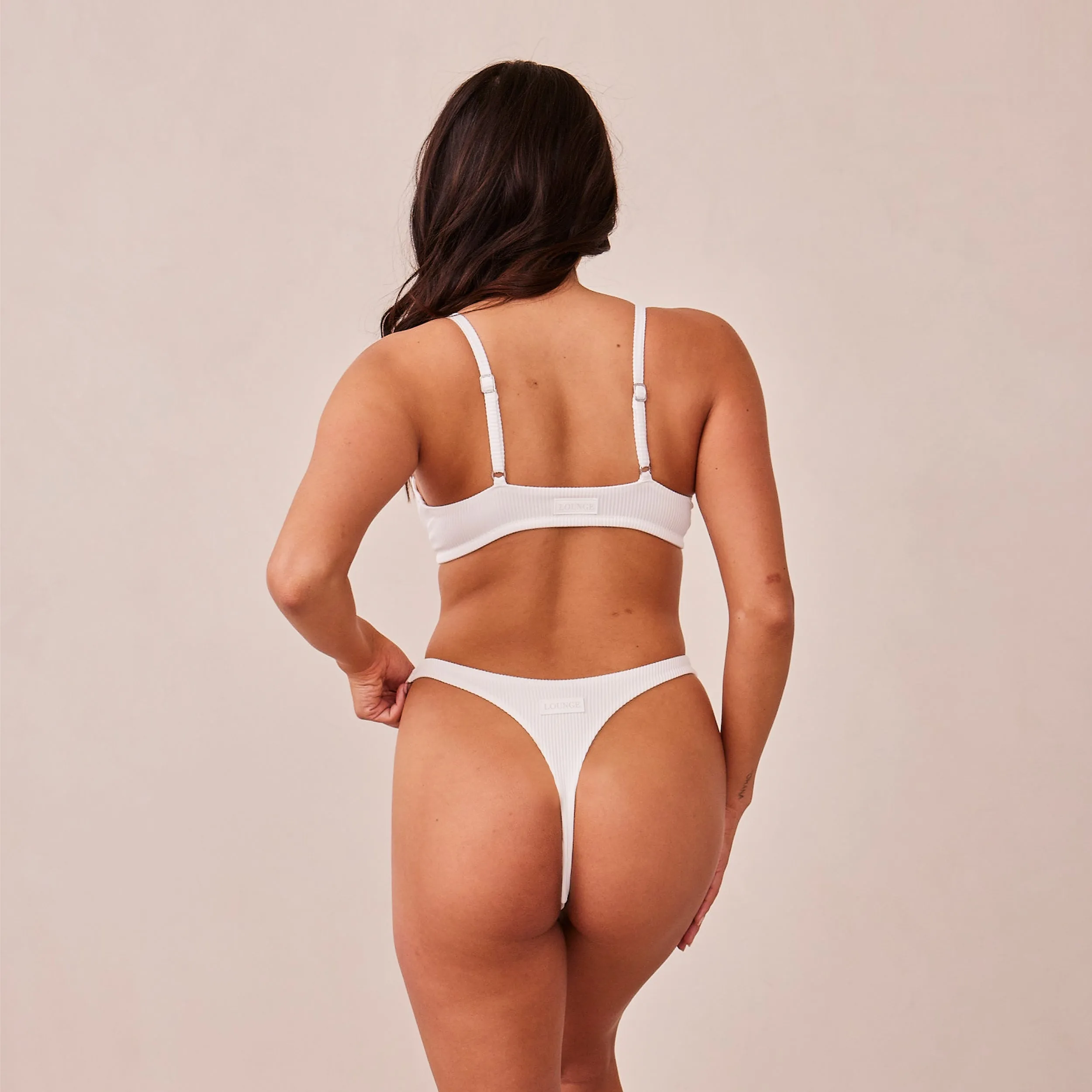 Ribbed Triangle Bra  - White