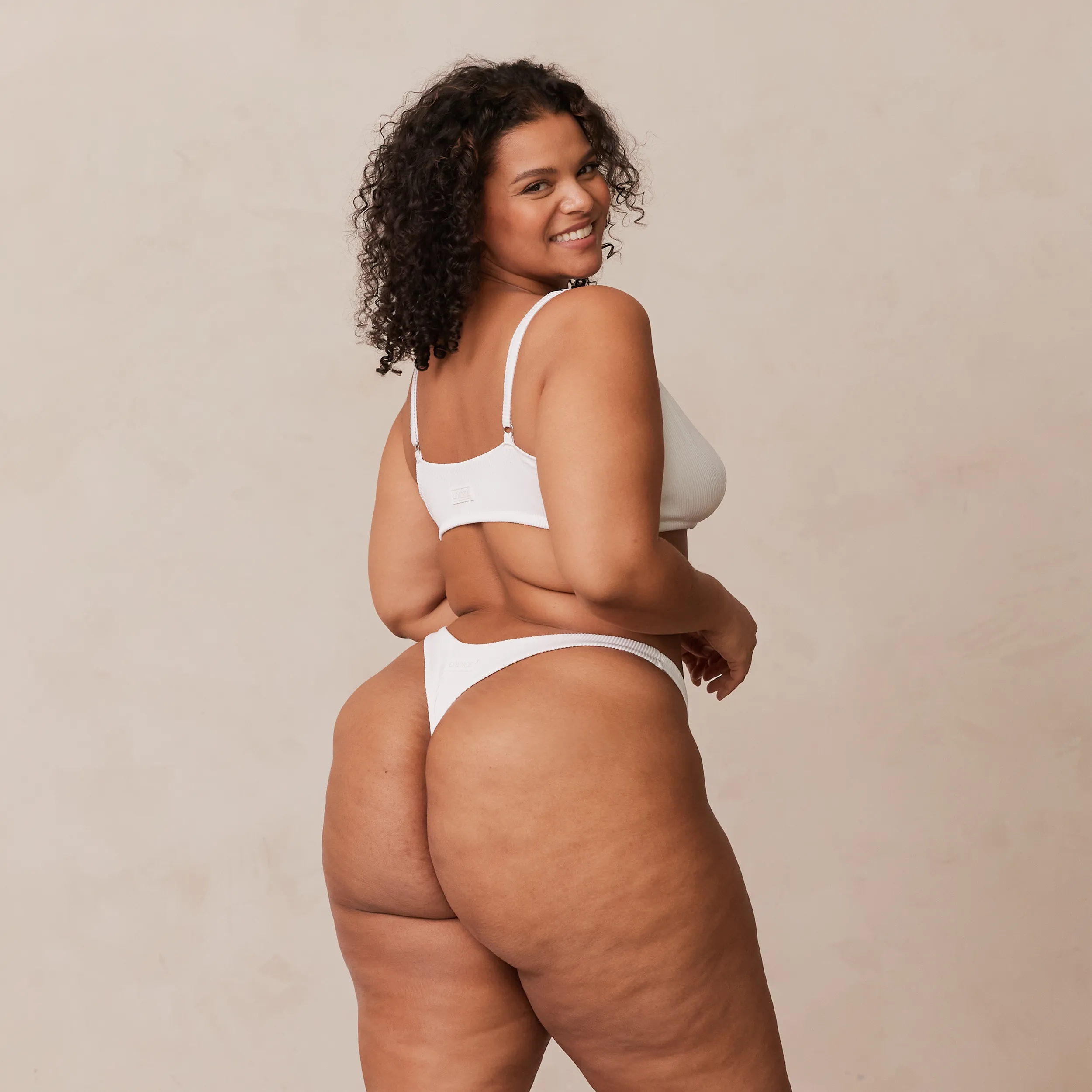 Ribbed Triangle Bra  - White