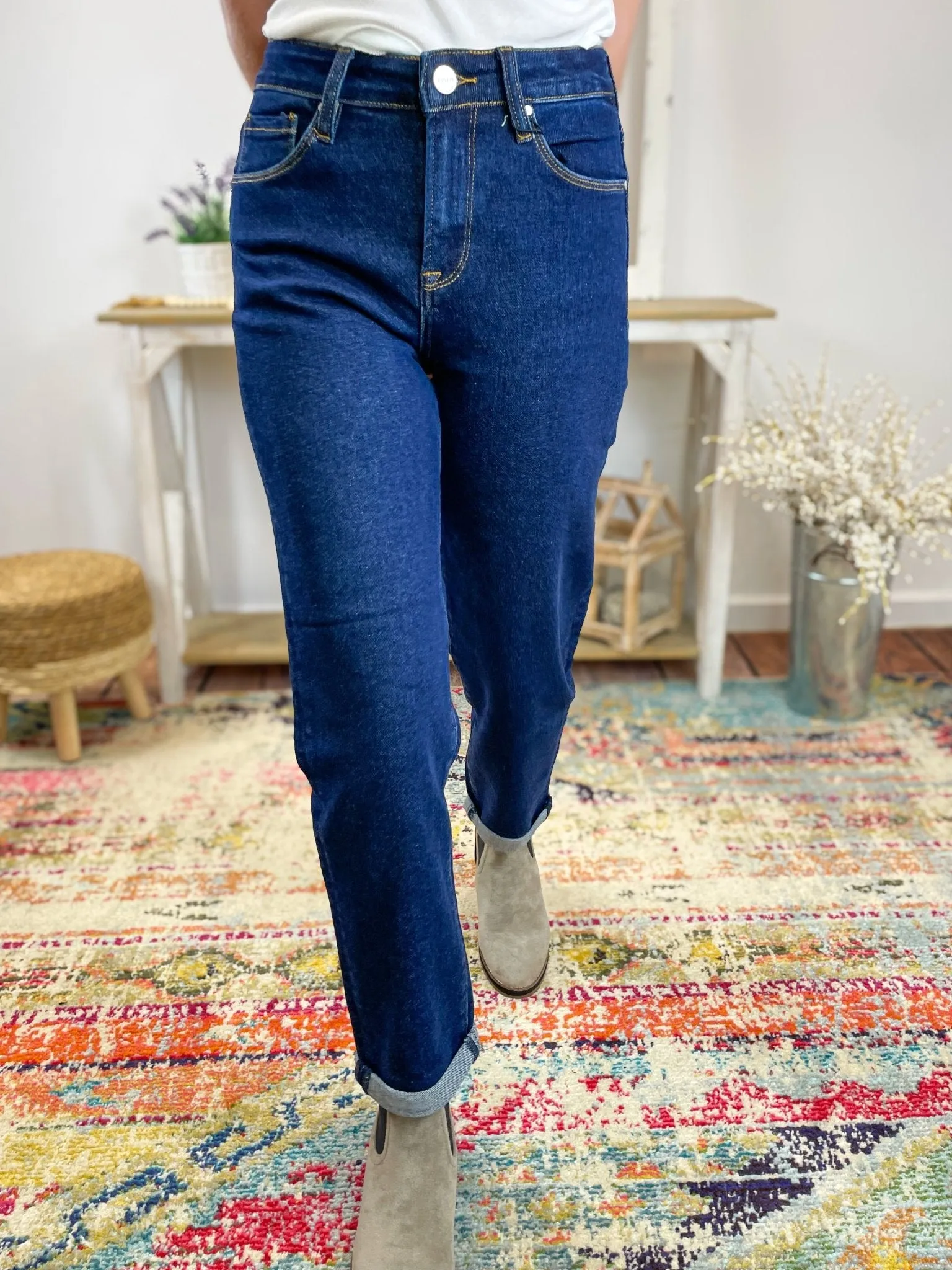 Risen Jeans Mid-Rise Boyfriend Crop Jeans