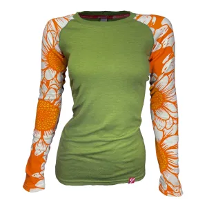 SECONDS Women's Flower Power Long Sleeve Merino | Green
