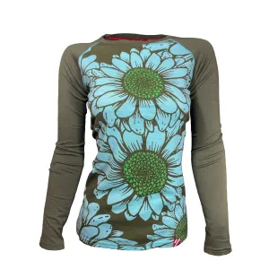 SECONDS Women's Flower Power Long Sleeve Merino| Minty As