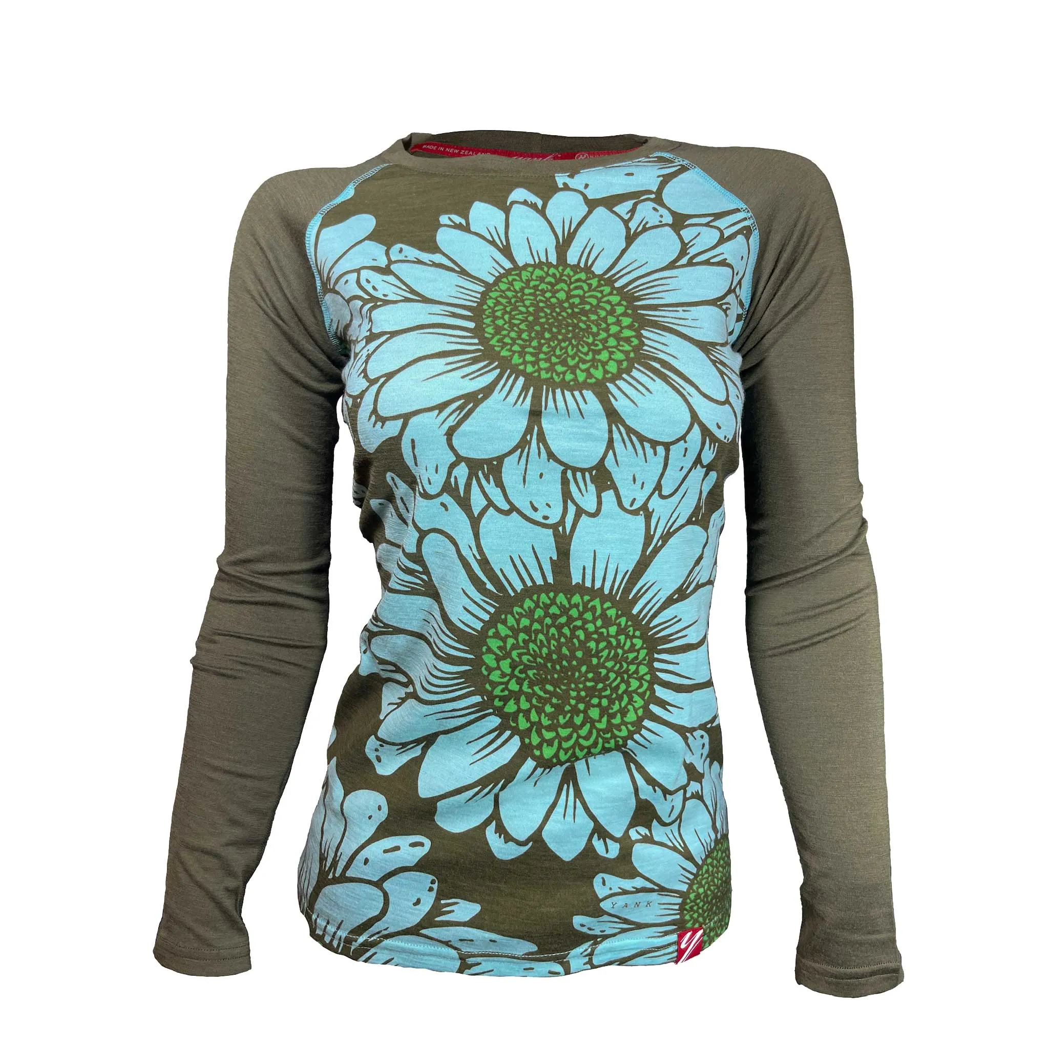 SECONDS Women's Flower Power Long Sleeve Merino| Minty As