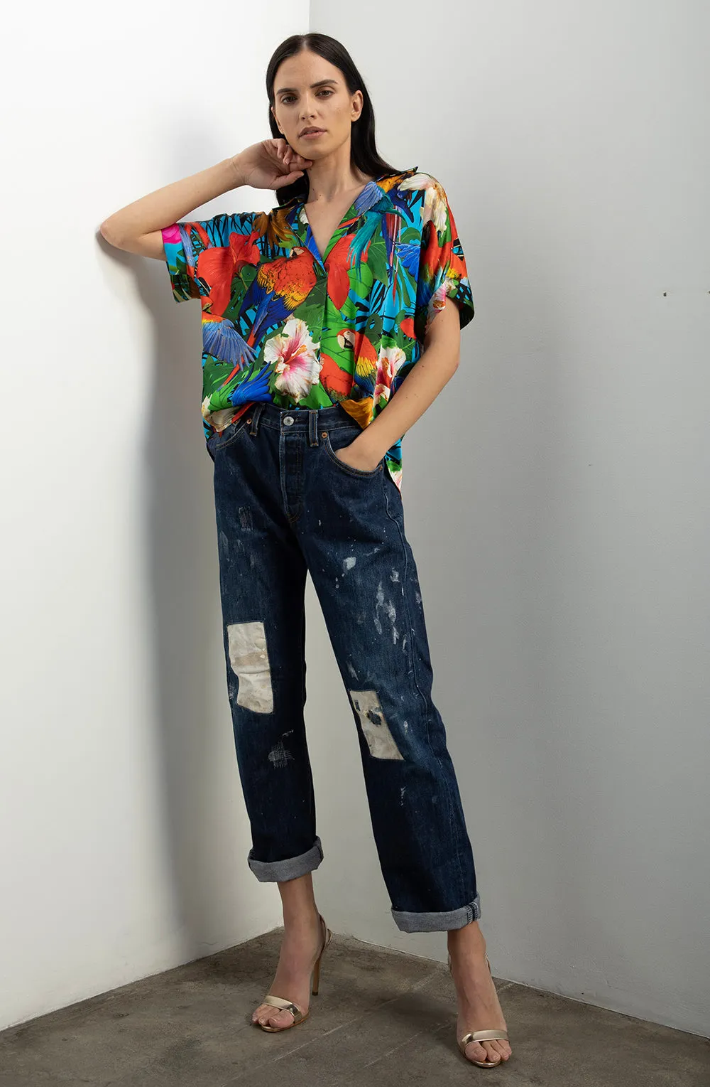 Short Sleeve Blouse   Parrot