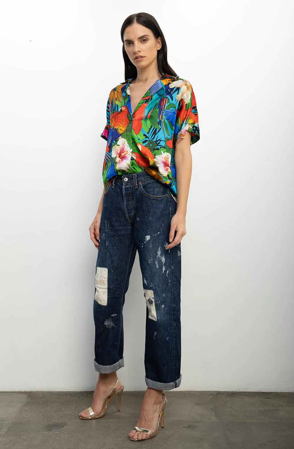 Short Sleeve Blouse   Parrot