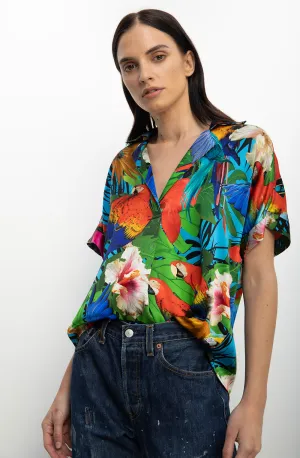 Short Sleeve Blouse   Parrot