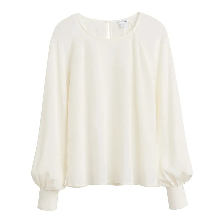 Silk Balloon Sleeve Blouse