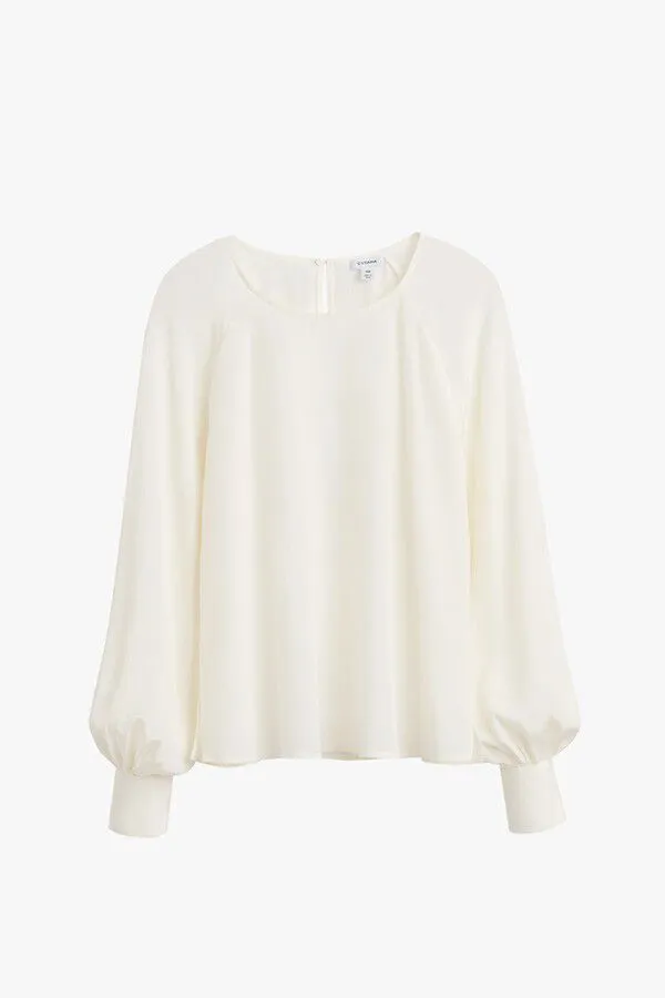 Silk Balloon Sleeve Blouse