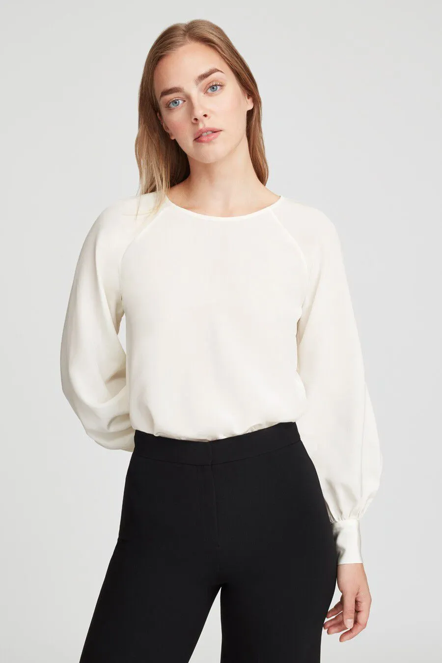 Silk Balloon Sleeve Blouse