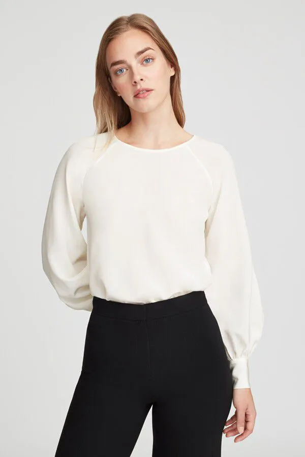 Silk Balloon Sleeve Blouse