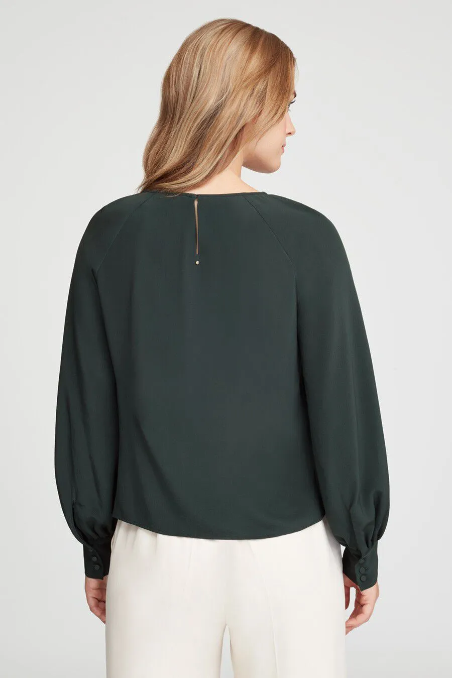 Silk Balloon Sleeve Blouse