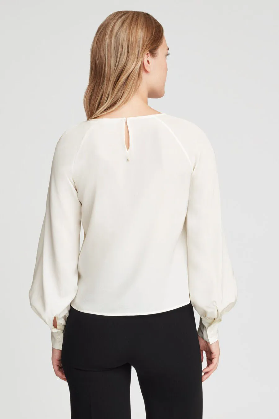 Silk Balloon Sleeve Blouse