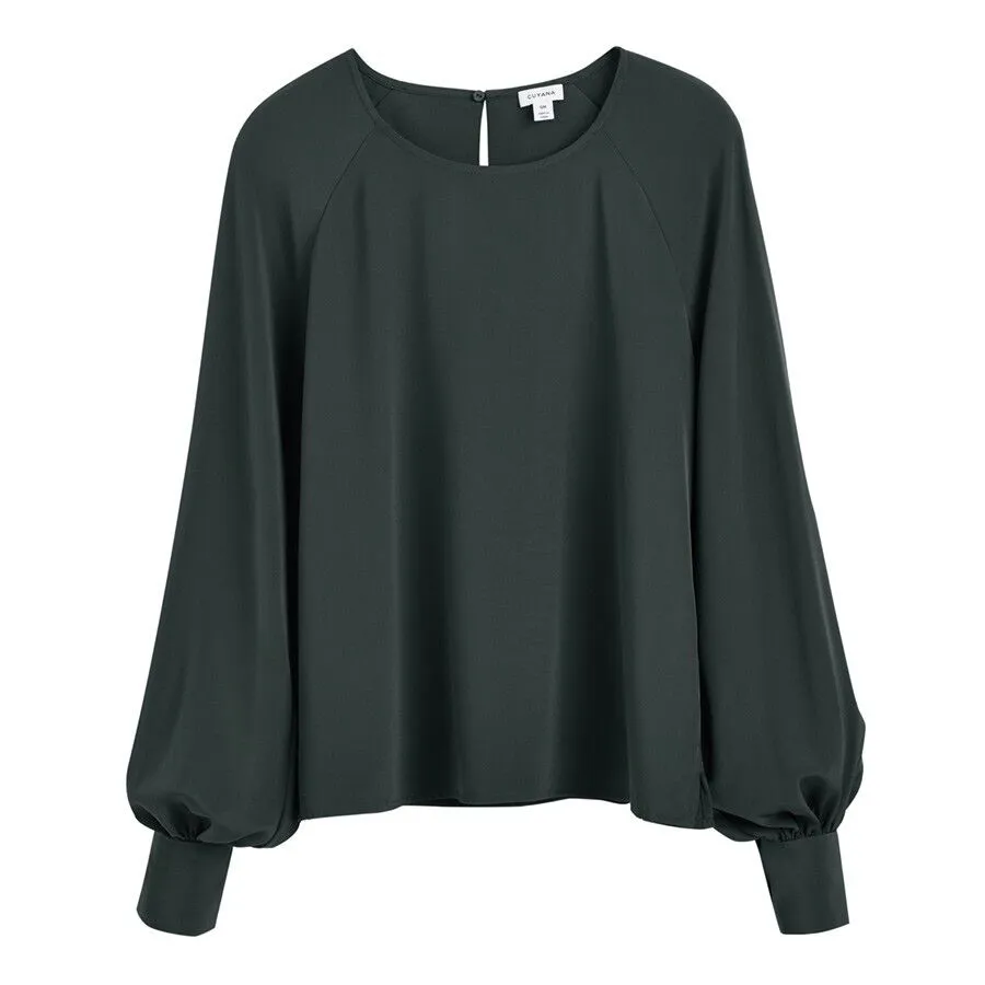 Silk Balloon Sleeve Blouse