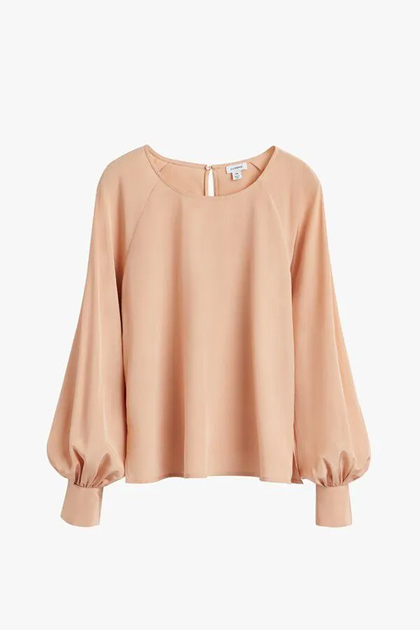 Silk Balloon Sleeve Blouse