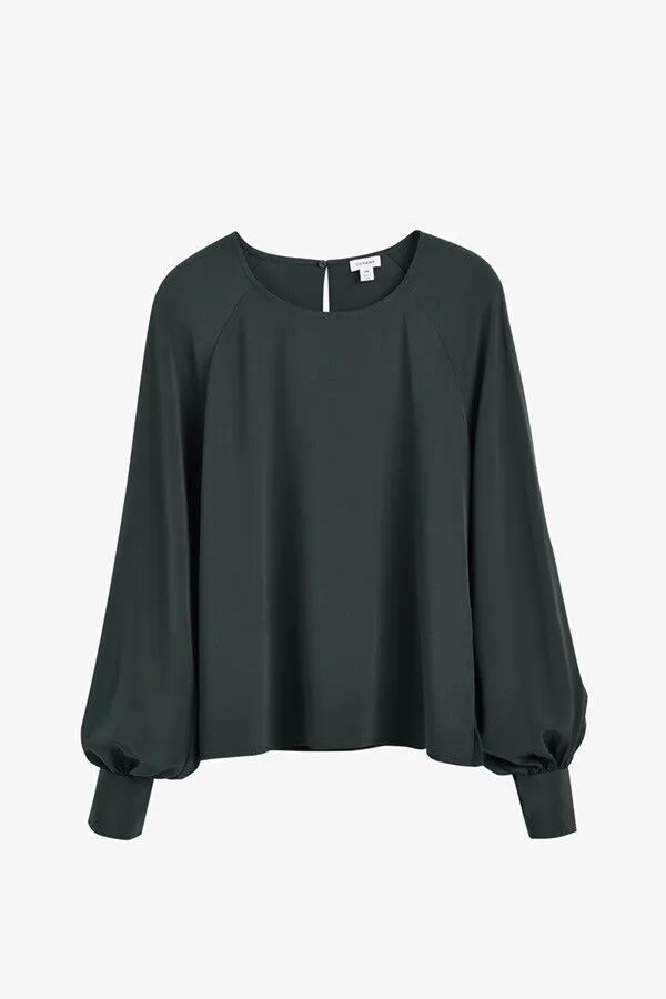 Silk Balloon Sleeve Blouse