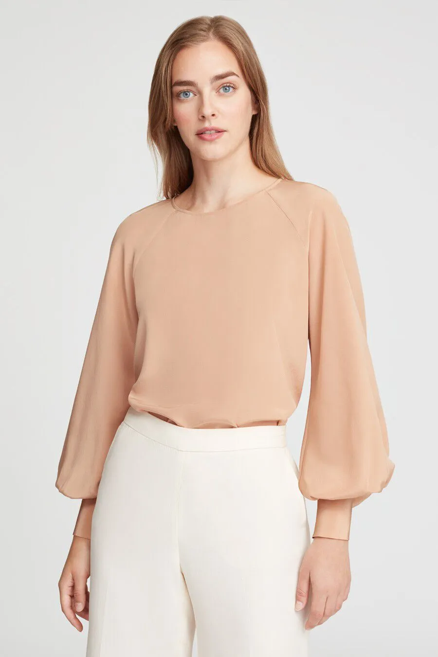 Silk Balloon Sleeve Blouse