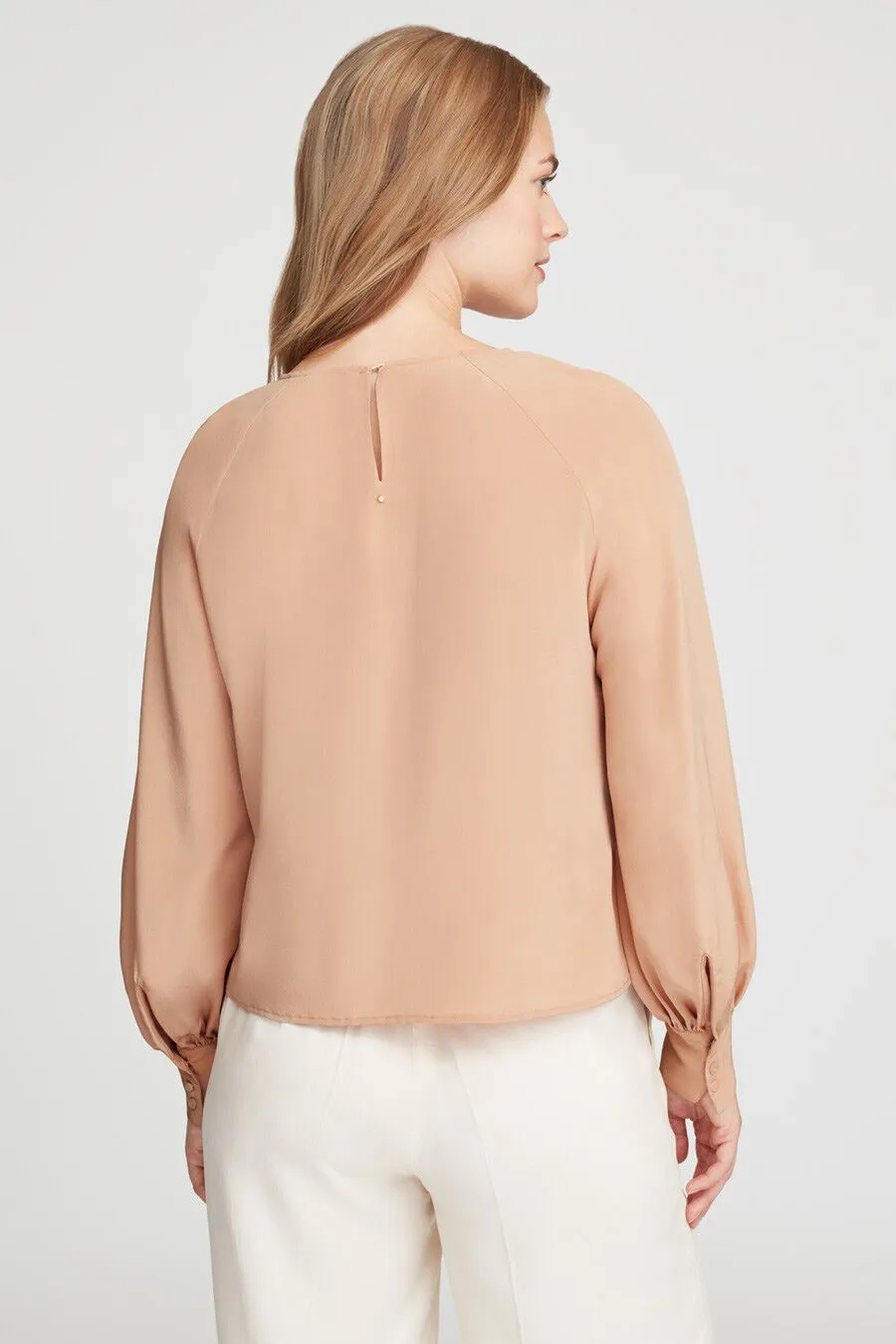 Silk Balloon Sleeve Blouse