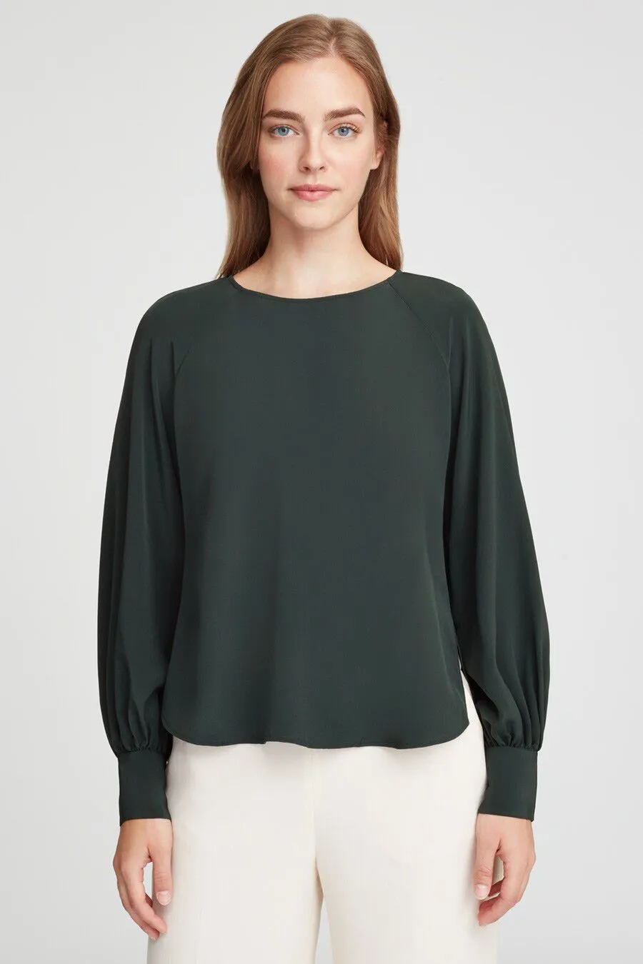 Silk Balloon Sleeve Blouse