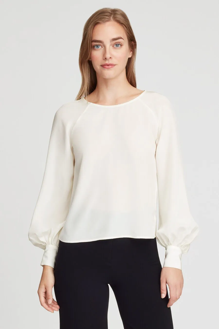Silk Balloon Sleeve Blouse
