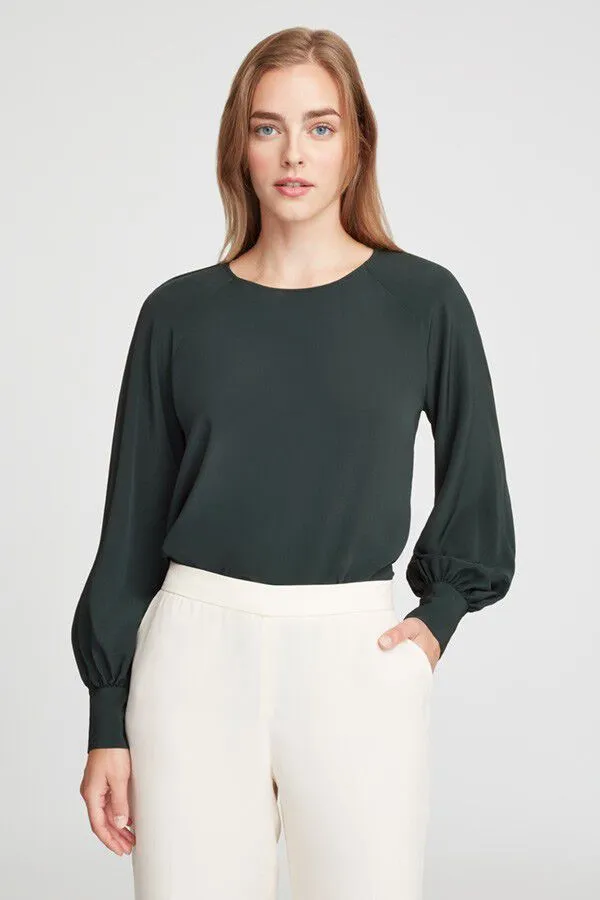 Silk Balloon Sleeve Blouse