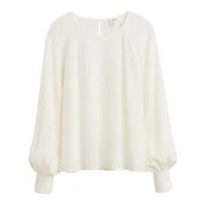 Silk Balloon Sleeve Blouse