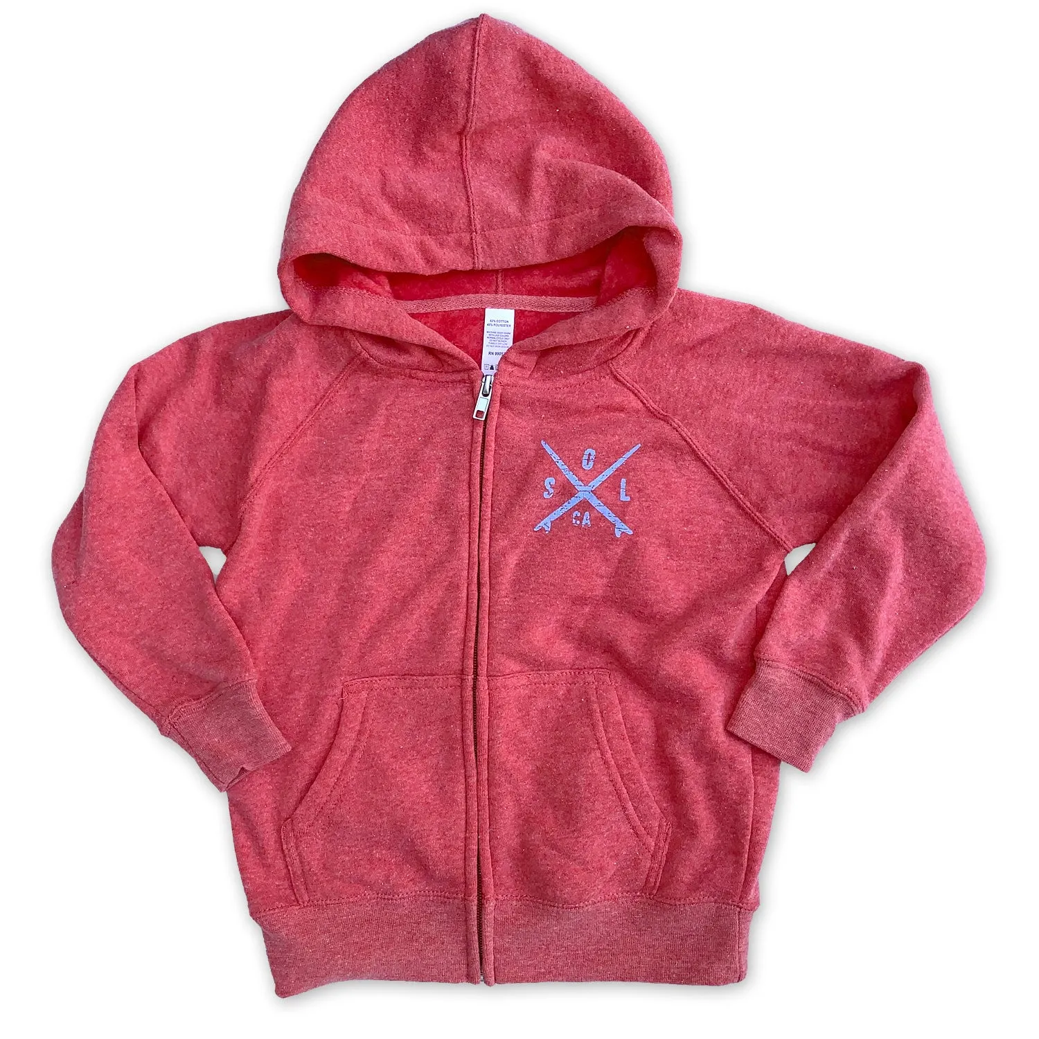 Sol Baby Hermosa Beach Rainbow Heather Red Fleece Zip Up Hoodie