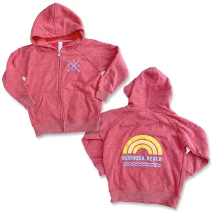 Sol Baby Hermosa Beach Rainbow Heather Red Fleece Zip Up Hoodie