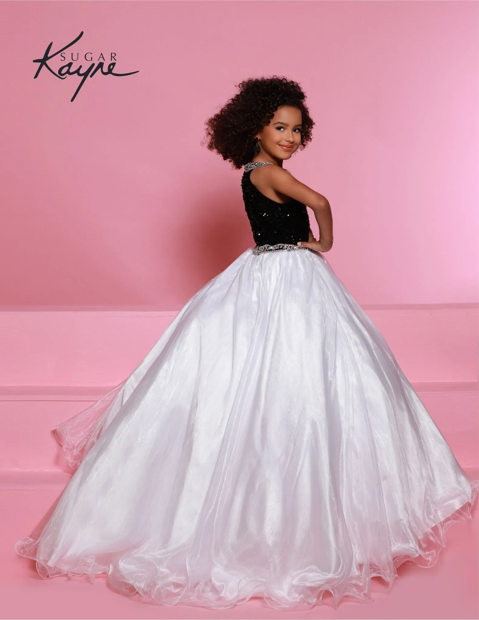 Sugar Kayne C321 Size 10 Orchid Velvet Sequin High neck Girls Pageant Dress Shimmer Ball gown
