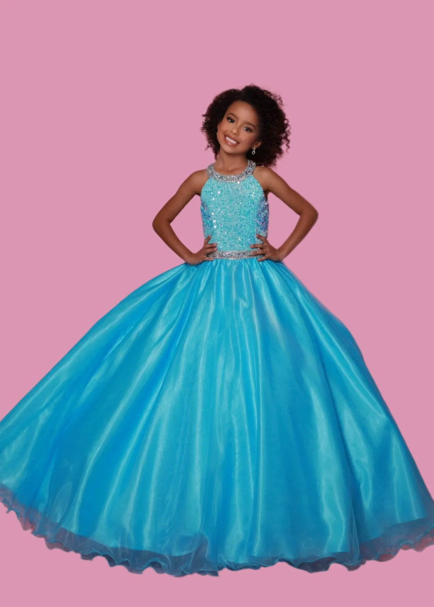 Sugar Kayne C321 Size 10 Orchid Velvet Sequin High neck Girls Pageant Dress Shimmer Ball gown