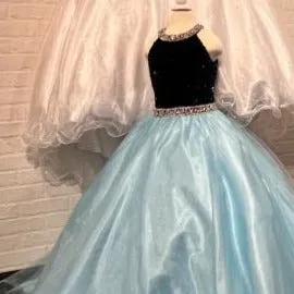 Sugar Kayne C321 Size 10 Orchid Velvet Sequin High neck Girls Pageant Dress Shimmer Ball gown