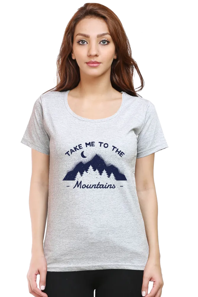 Take Me To The Mountains Printed Scoop Neck T-shirt for women