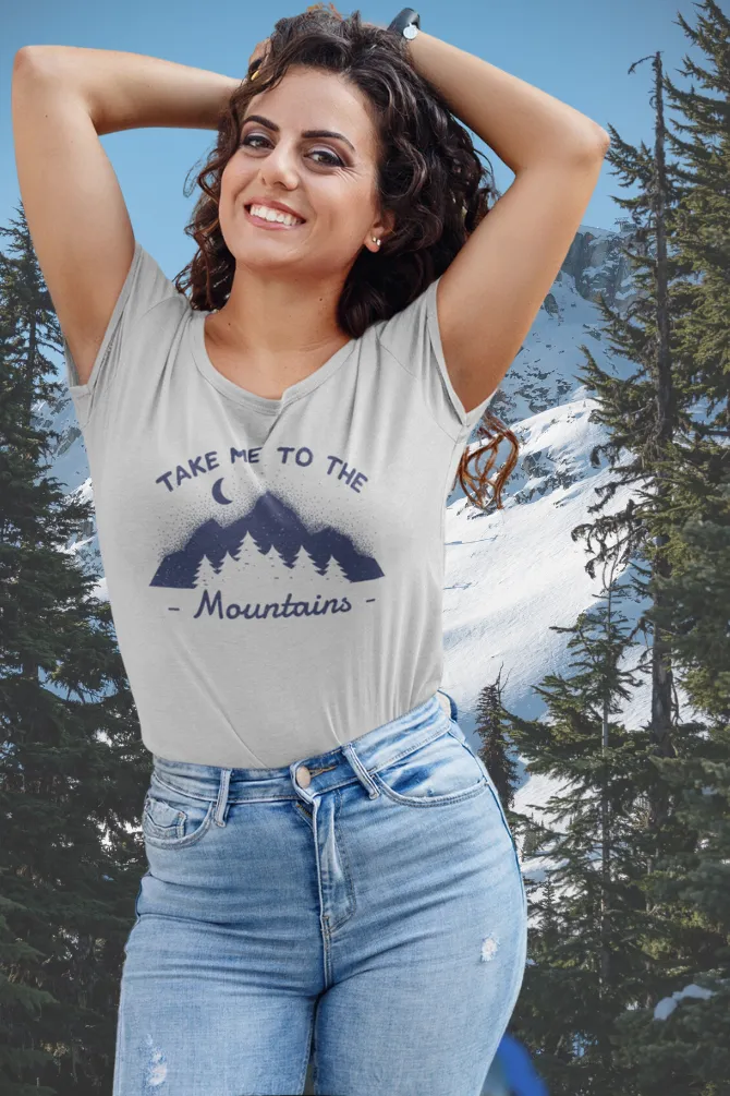 Take Me To The Mountains Printed Scoop Neck T-shirt for women