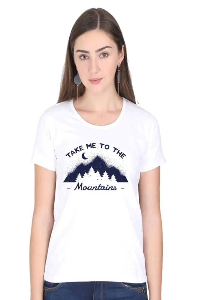 Take Me To The Mountains Printed Scoop Neck T-shirt for women