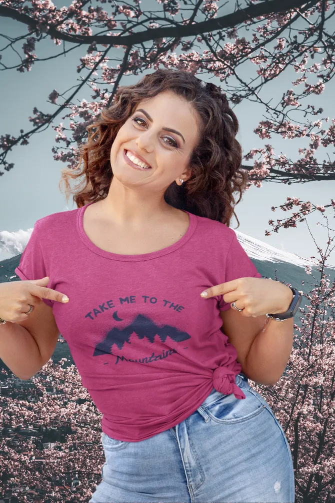 Take Me To The Mountains Printed Scoop Neck T-shirt for women