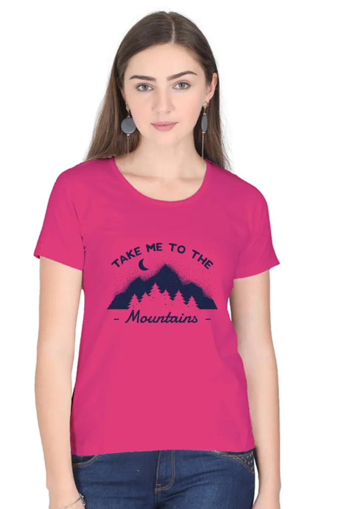 Take Me To The Mountains Printed Scoop Neck T-shirt for women