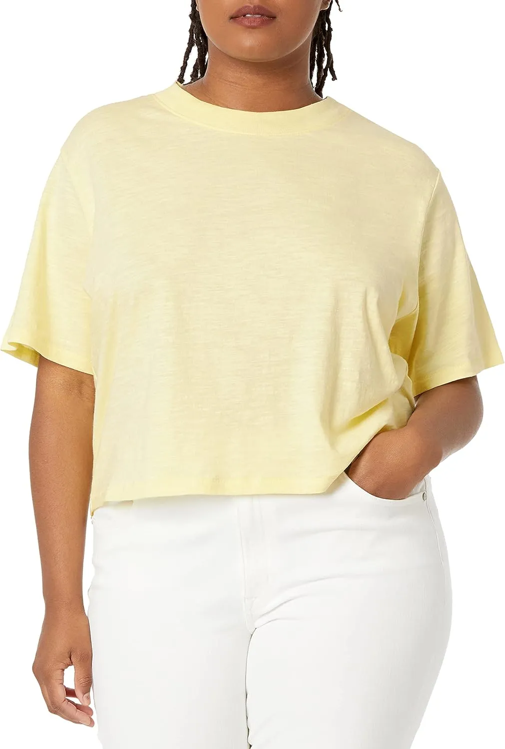 The Drop Women's Sydney Short-Sleeve Cropped Crew Neck T-Shirt