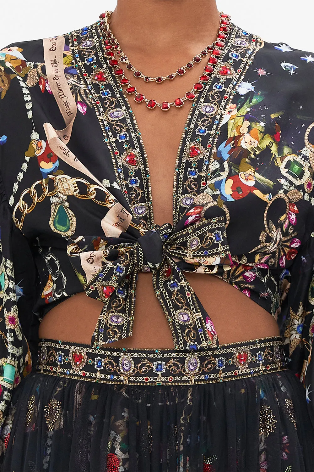 TIE FRONT PUFF SLEEVE TOP HAPPILY EVER AFTER