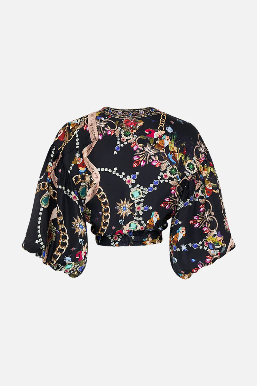 TIE FRONT PUFF SLEEVE TOP HAPPILY EVER AFTER